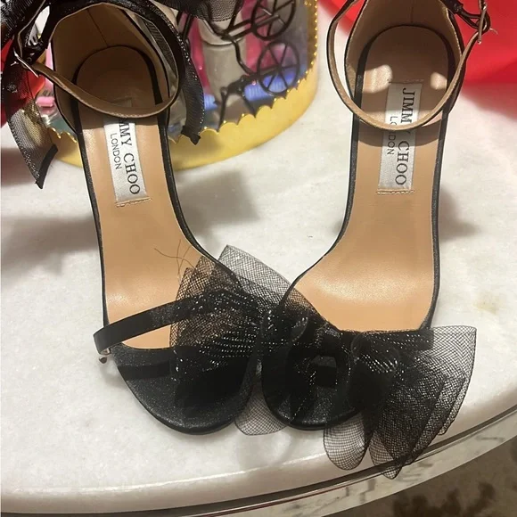 Jimmy Choo Black Stiletto Heels with Bow Detail